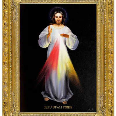 Obraz olejny - jezus chrystus - jezus miłosierny - 75x95 cm - g104850