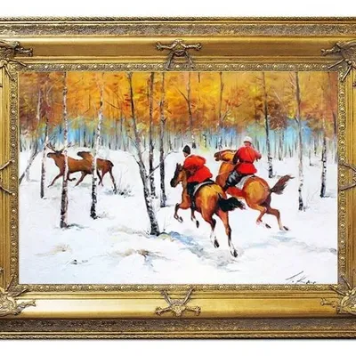 Polowanie - zimowe polowanie - 87x117 cm - g17448