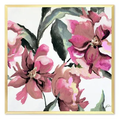 Obraz olejny - kwiaty nowoczesne - 63x63 cm - g104372