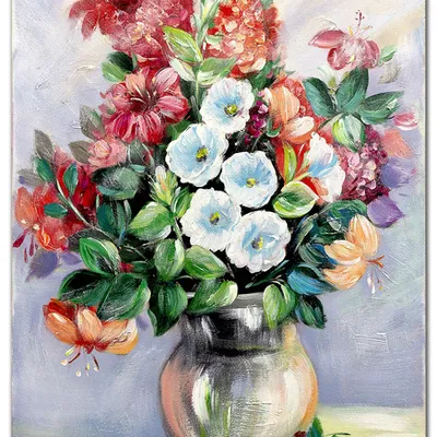 Obraz olejny - bukiety mieszane - 110x150 cm - g119123