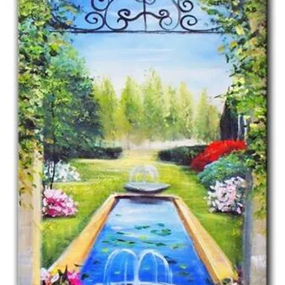 Architektura - fontanna w ogrodzie - 35x70 cm - g15804