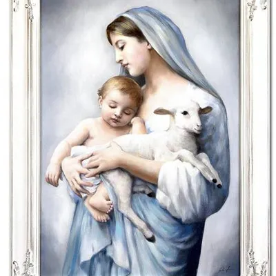 Obraz olejny - obrazy maryjne - maria matka z jezusem - 63x83 cm - g119158