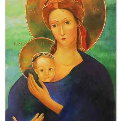 Obraz olejny - religijne - święta maria matka boża - 50x70 cm - g112021
