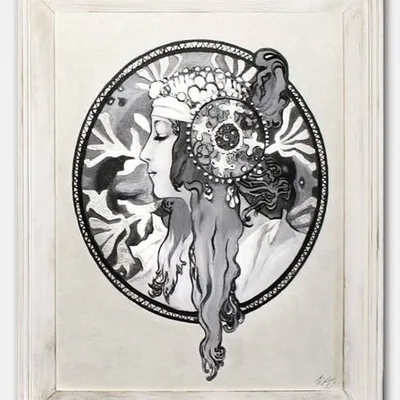 Obraz olejny - alfons mucha - blondynka - 49x59 cm - g15271