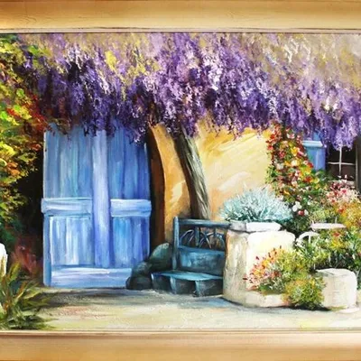 Pola lawendowe - pod kwitnącą jakarandą - 75x105 cm - g15249