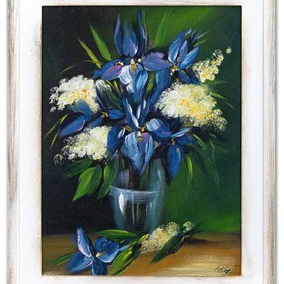 Obraz olejny - kwiaty - 39x49 cm - g15859