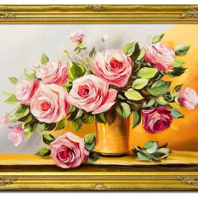 Obraz olejny - bukiety mieszane - 74x104 cm - g118438