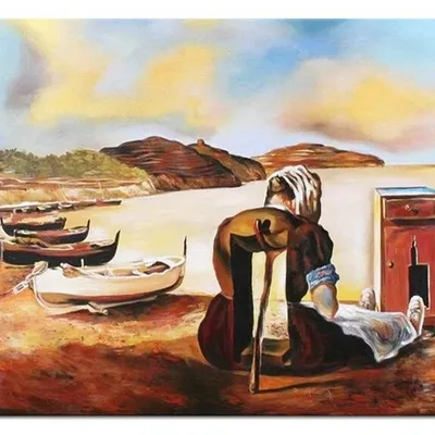 Obraz olejny - salvador dali - odstawienie mebli od piersi - 110x150 cm - g109710