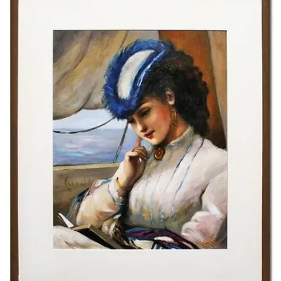 Ludzie - kobieta czytająca książkę - 61x71 cm - g15217