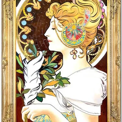 Obraz olejny - alfons mucha - pióro - 64x84 cm - g02783