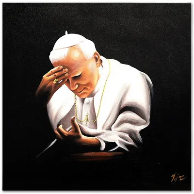 Papież jan paweł ii - w zadumie - 60x60 cm - g01344