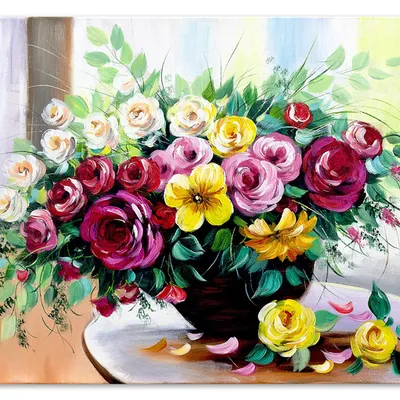 Obraz olejny - róże - 80x120 cm - g119489