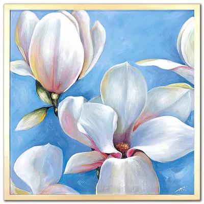 Obraz olejny - kwiaty nowoczesne - 63x63 cm - g118577