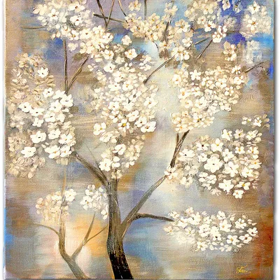 Obraz olejny - kwiaty nowoczesne - 90x90 cm - g119290