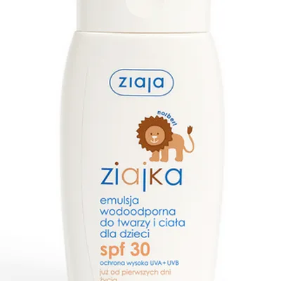 Ziajka emulsja wodoodporna do twarzy i ciała dla dzieci spf 30 125 ml