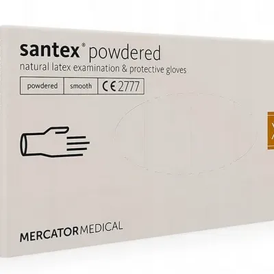 Mercator santex powdered rękawiczki jednorazowe lateksowe pudrowane xl 100 szt.kremowe