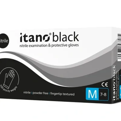 Itano black rękawiczki nitrylowe bezpudrowe m 100 szt czarne