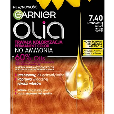 Garnier olia farba do włosów 7.40 intensywna miedź
