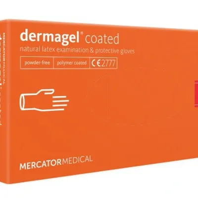 Mercator dermagel coated rękawiczki jednorazowe lateksowe l 100 szt.białe