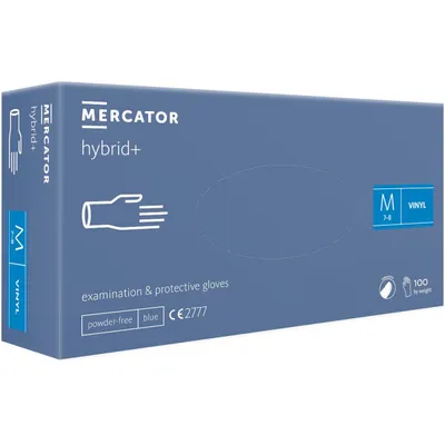 Mercator hybrid+ rękawiczki jednorazowe winylowo-nitrylowe bezpudrowe m 100 sztuk niebieskie