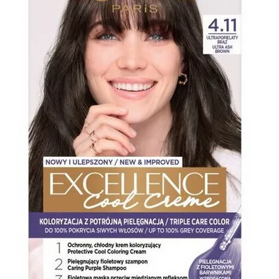 L'oreal paris excellence cool creme farba do włosów 4.11 ultrapopielaty brąz