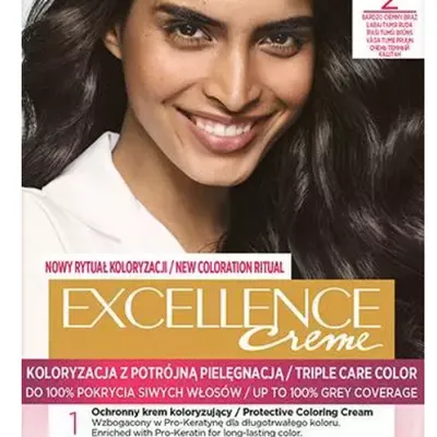 L'oreal paris excellence creme farba do włosów 2 bardzo ciemny brąz