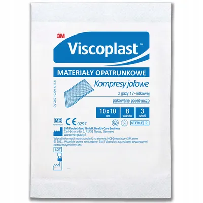 Viscoplast kompres gazowy jałowy bawełniany 3 szt 10x10 cm