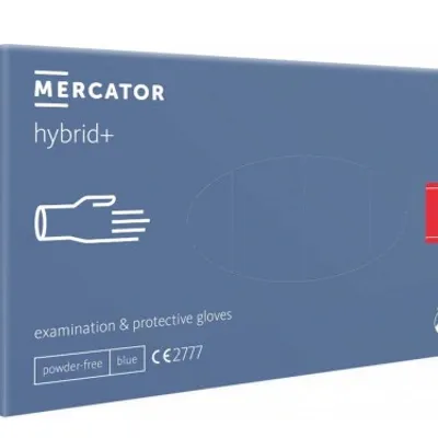 Mercator hybrid+ rękawiczki jednorazowe winylowo-nitrylowe bezpudrowe l 100 sztuk niebieskie