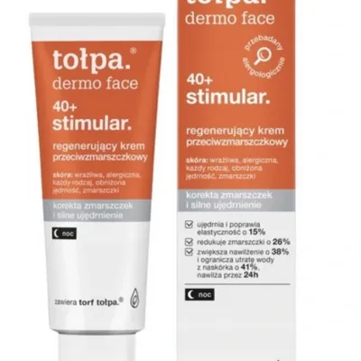 Tołpa dermo face 40+ stimulator krem regenerujący przeciwzmarszczkowy wygładzający na noc 40 ml