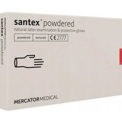 Mercator santex powdered rękawiczki jednorazowe lateksowe pudrowane l 100 szt.kremowe