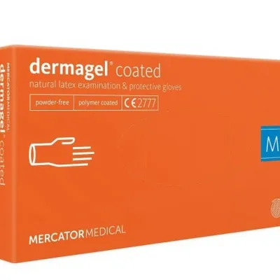 Mercator dermagel coated rękawiczki jednorazowe lateksowe m 100 szt.białe