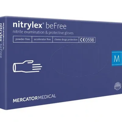 Mercator nitrylex befree rękawiczki jednorazowe bezpudrowe m 100 szt. niebieskie