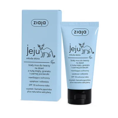 Ziaja jeju biały mus do twarzy na dzień spf 10 ochrona niska 50ml