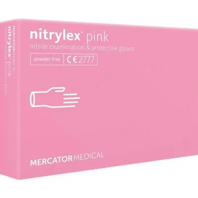 Mercator medical nitrylex pink rękawiczki jednorazowe winylowo-nitrylowe bezpudrowe l 100 sztuk różowe