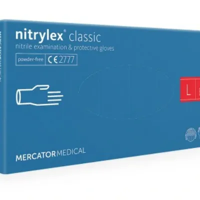 Mercator nitrylex classic rękawiczki jednorazowe nitrylowe l 100 szt. niebieskie