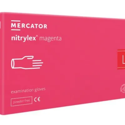 Mercator nitrylex magenta rękawiczki jednorazowe nitrylowe l 100 szt. różowe