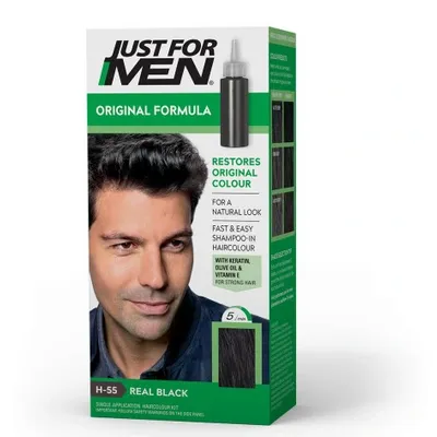 Just for men natural real black h55 szampon koloryzujący do włosów czarny 60g