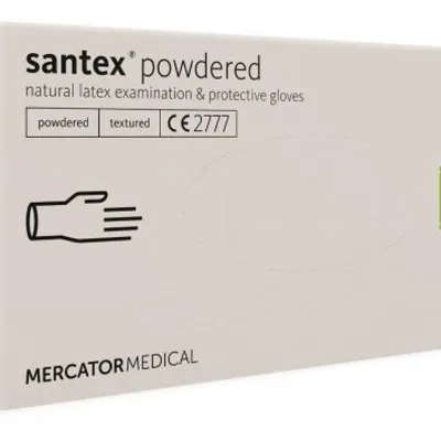 Mercator santex powdered rękawiczki jednorazowe lateksowe pudrowane s 100 szt.kremowe