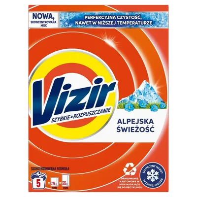 Proszek VIZIR alpine fresh do białych i jasnych tkanin 275g śnieżna biel