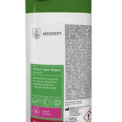 Velox duo wipes tea tonic puszka - chusteczki do dezynfekcji powierzchni 100 szt. MEDISEPT