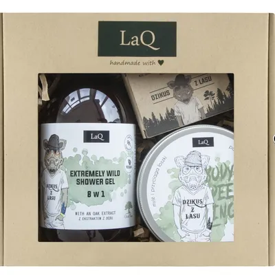 Laq zestaw dzik żel pod prysznic 300ml + peeling dla facetów 200ml+ mydło kostka 85g