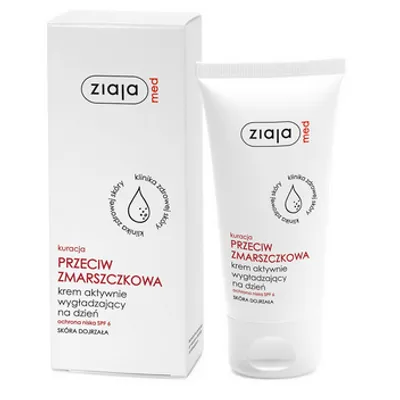 Ziaja med kuracja przeciwzmarszczkowa krem aktywnie wygładzający na dzień spf 6 ochrona niska 50 ml