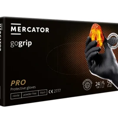 Mercator go grip black rękawiczki jednorazowe nitrylowe xxl 50 szt. czarne