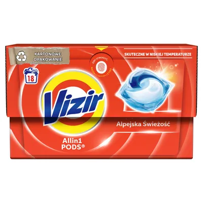 Vizir allin1 pods kapsulki do białego prania alpejska świeżość 18 szt.