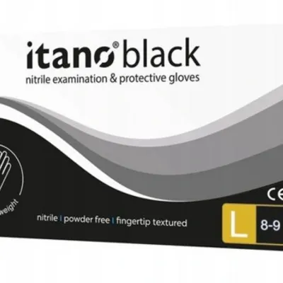 Itano black rękawiczki nitrylowe bezpudrowe l 100 szt czarne