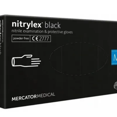 Mercator nitrylex black rękawiczki jednorazowe nitrylowe m 100 szt. czarne