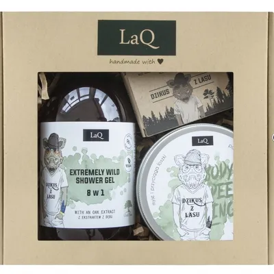 Laq zestaw dzik żel pod prysznic 500ml + peeling dla facetów 200ml+ mydło kostka 85g