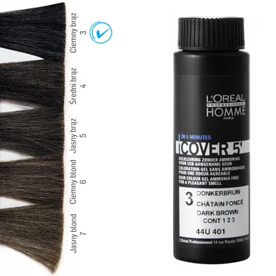 Loreal homme cover 5 tonująca farba do włosów 3 dark brown 50ml