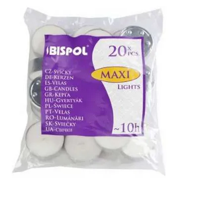 Bispol bispol podgrzewacze białe maxi tealight 10.h 20 sztuk