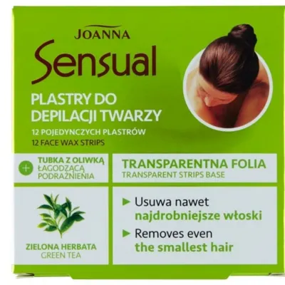 Joanna sensual plastry do depilacji twarzy zielona herbata 12 szt